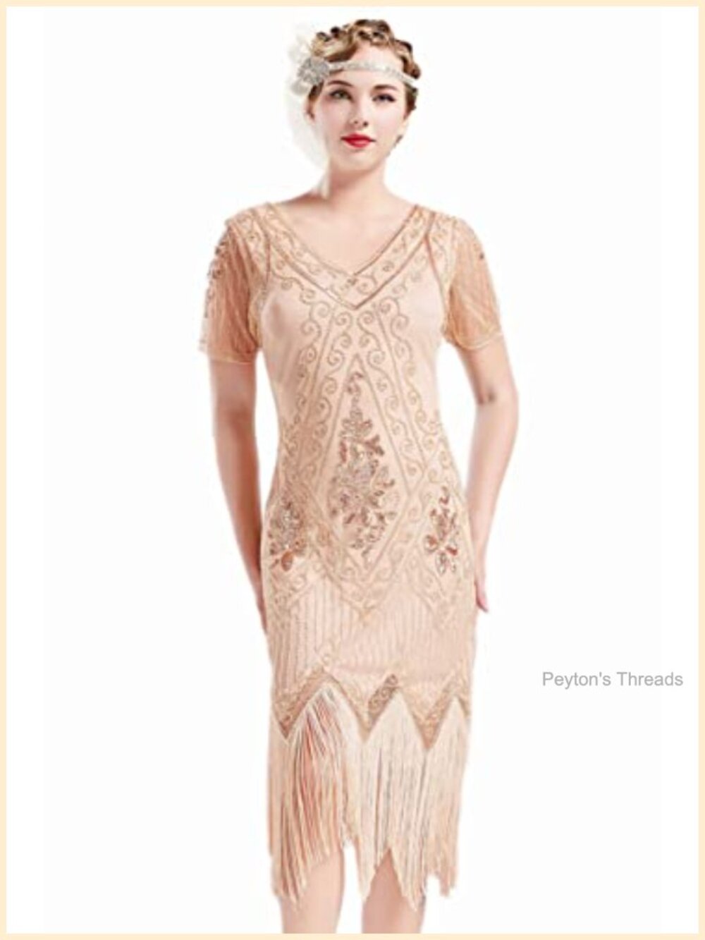 1920s Art Deco Fringed Sequin Flapper Dress Bodycon Midi